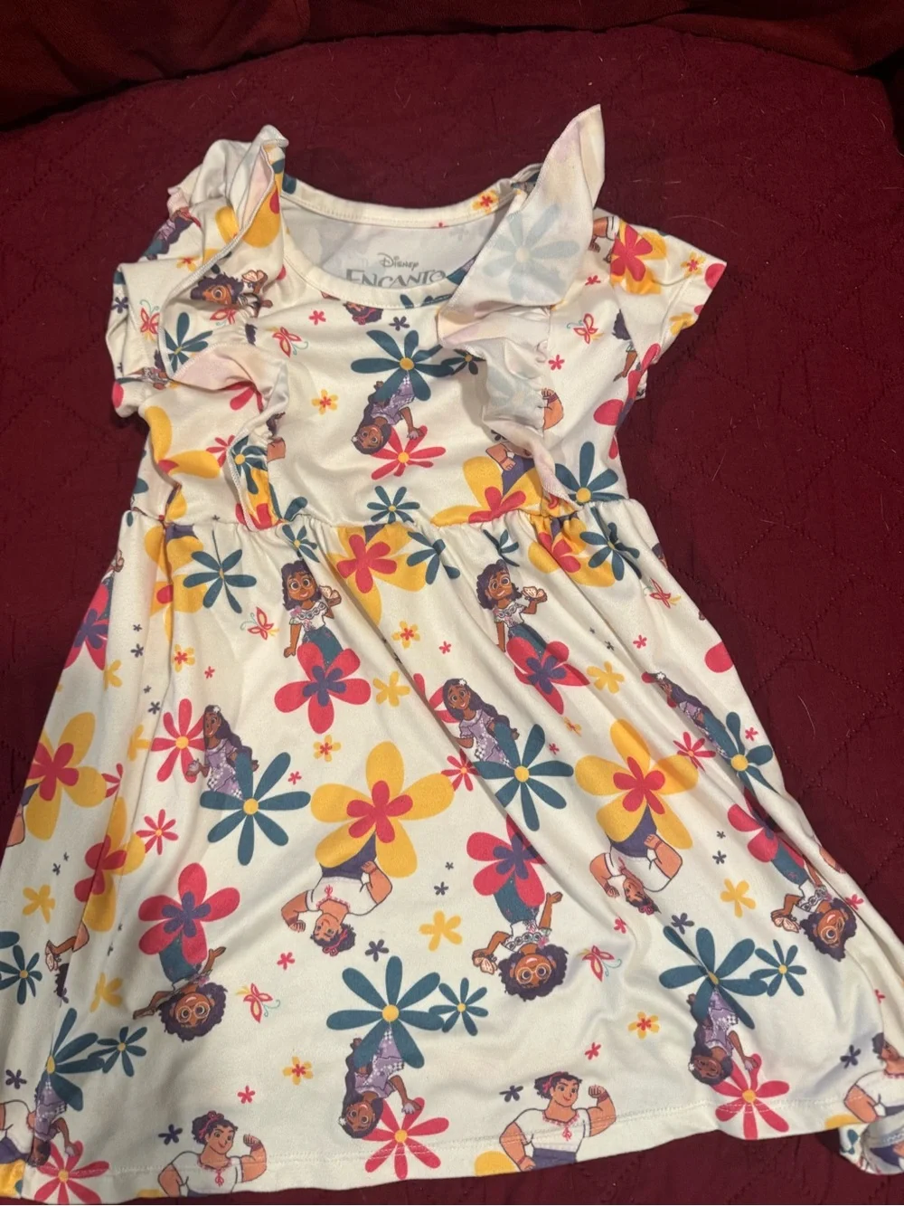 Disney White Floral Encanto Ruffle Sleeve Dress